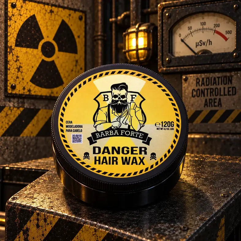 Cera modeladora Danger em bancada industrial com luz quente
