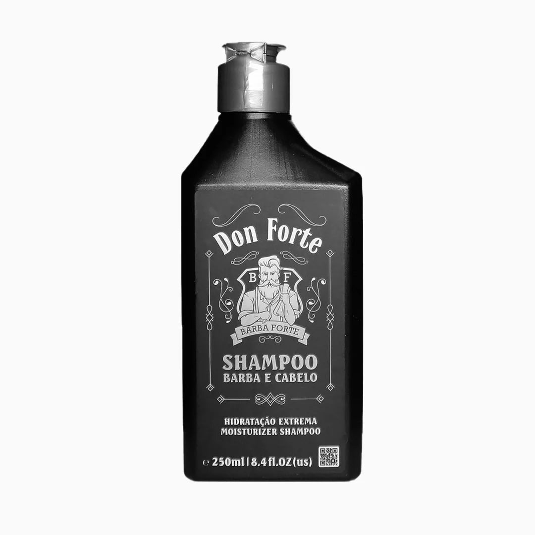 Shampoo Hidratação Extrema Don Forte na barbearia clássica Don Forte Shampoo Hidratação Extrema Don Forte em fundo branco