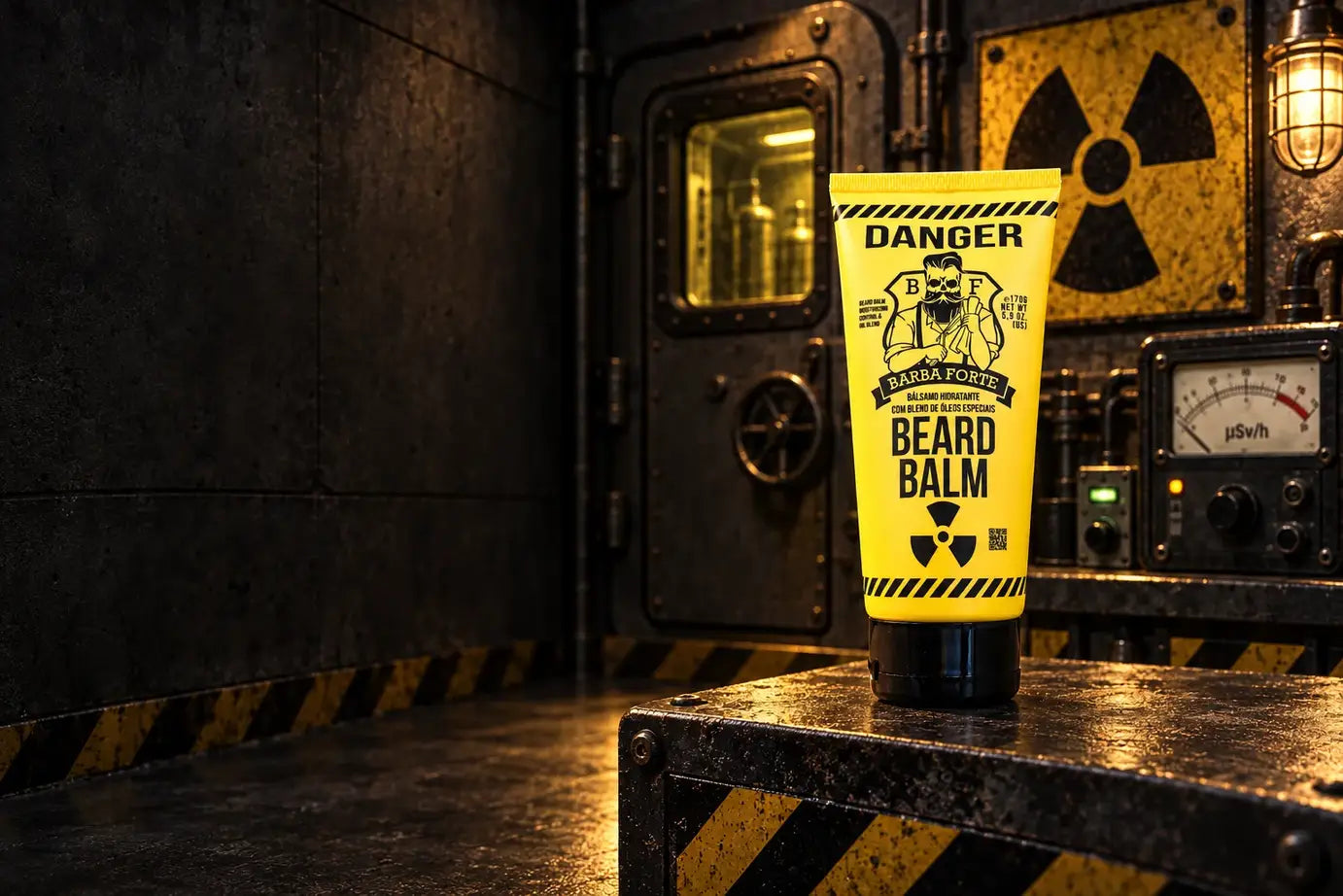 Universo Danger, com Beard Balm e sinalização radioativa Universo Danger, com Beard Balm e sinalização radioativa