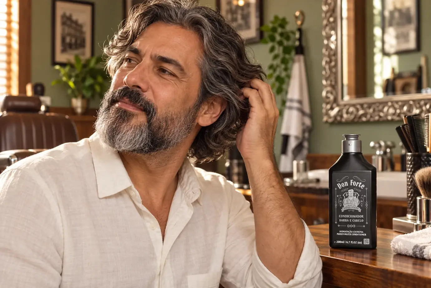 Condicionador Hidratação Extrema Don Forte · Maciez da barba ao cabelo.