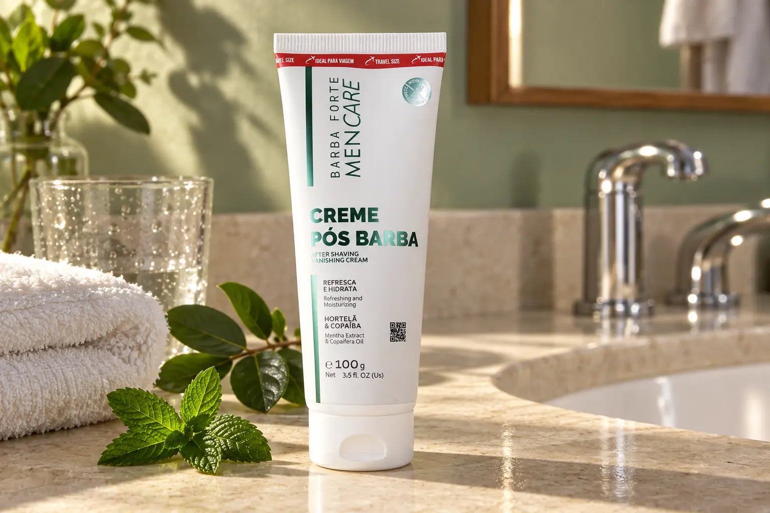 Creme Pós-Barba Men Care 100g · A lâmina saiu. O cuidado continua.