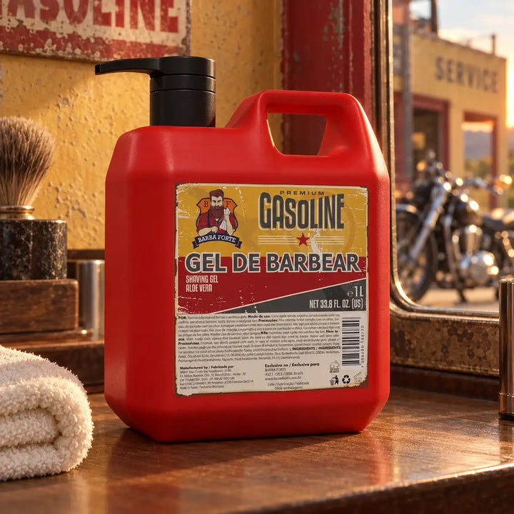 Gel Barbear Frescor na Navalha · Gasoline Barba Forte