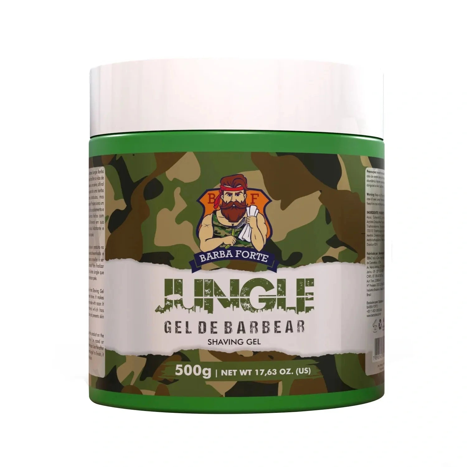 Gel de Barbear Jungle 500g em fundo branco