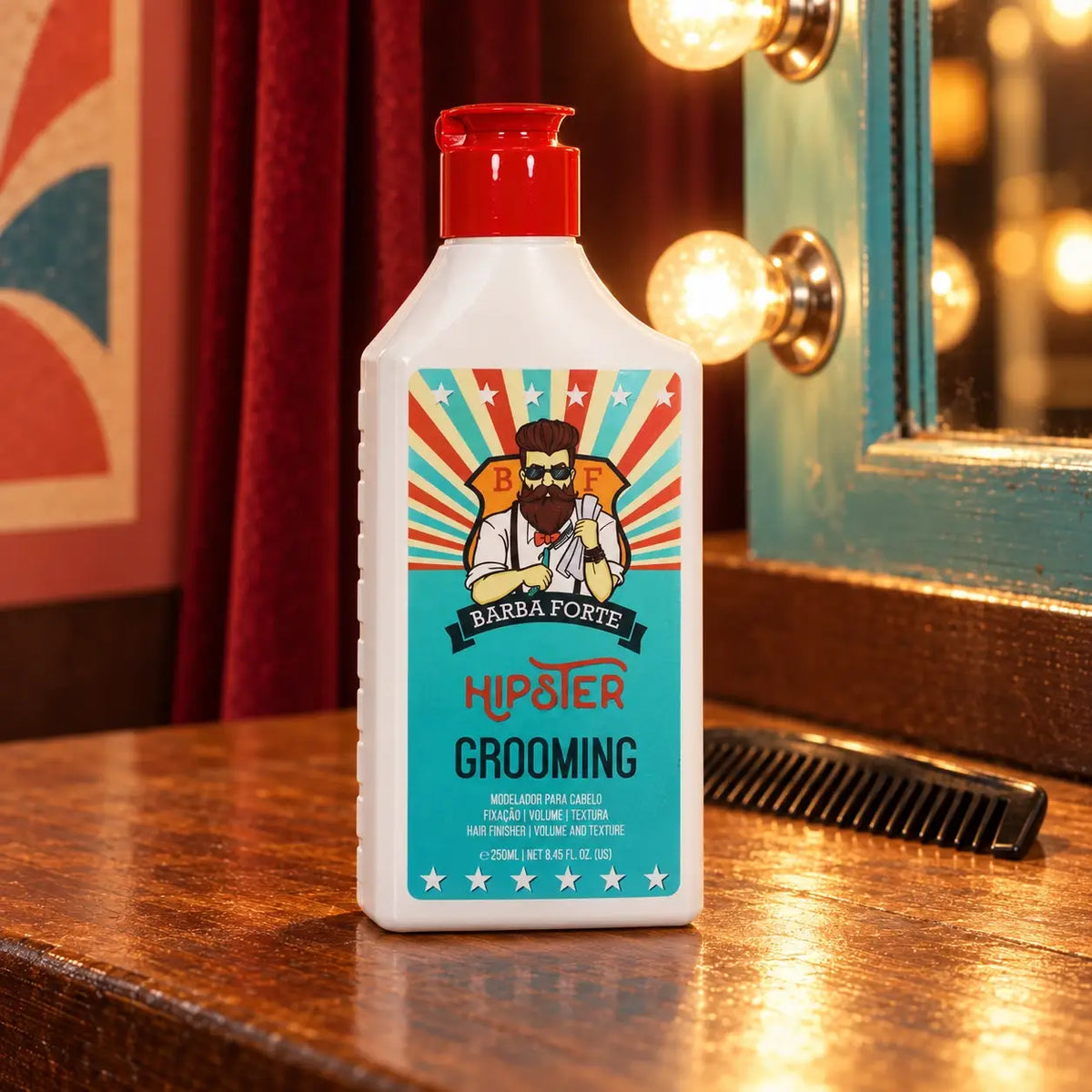 Grooming Volume e Textura Hipster 250ml no camarim retrô Hipster