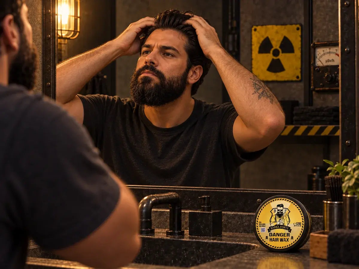 Homem modelando o cabelo com Cera Danger