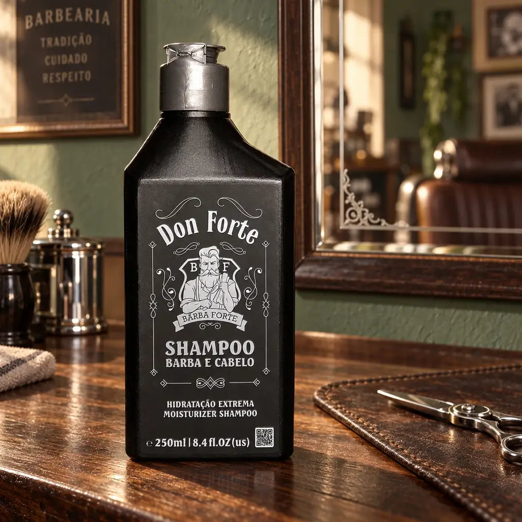 Shampoo Hidratação Extrema Don Forte na barbearia clássica Don Forte