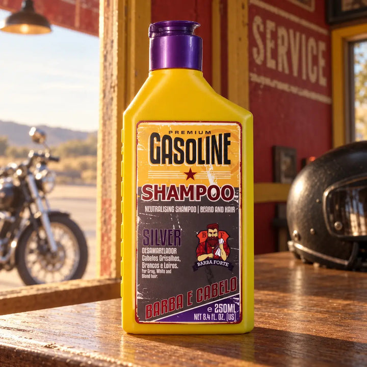 Shampoo Silver Para cabelo Grisalho e Branco · Gasoline Barba Forte