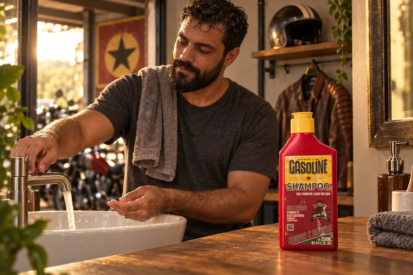 Shampoo Uso Diário Gasoline 250ml · Depois da estrada, uma boa lavagem.