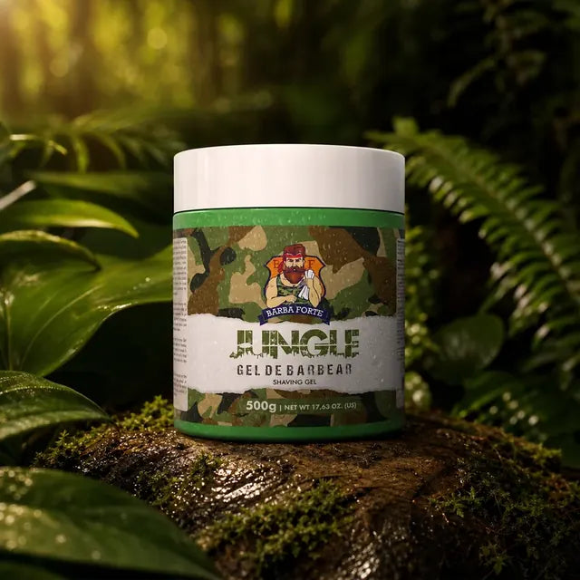 Linha Jungle — Gel de Barbear e Loção Barba Forte