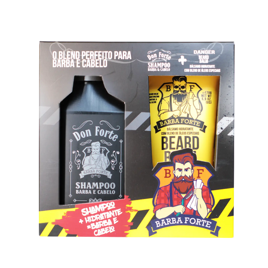 Caixa do combo Beard Balm Danger 170g e Shampoo Don Forte 250ml Barba Forte