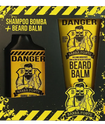 Caixa do mini combo Danger, Shampoo Bomba e Beard Balm Barba Forte